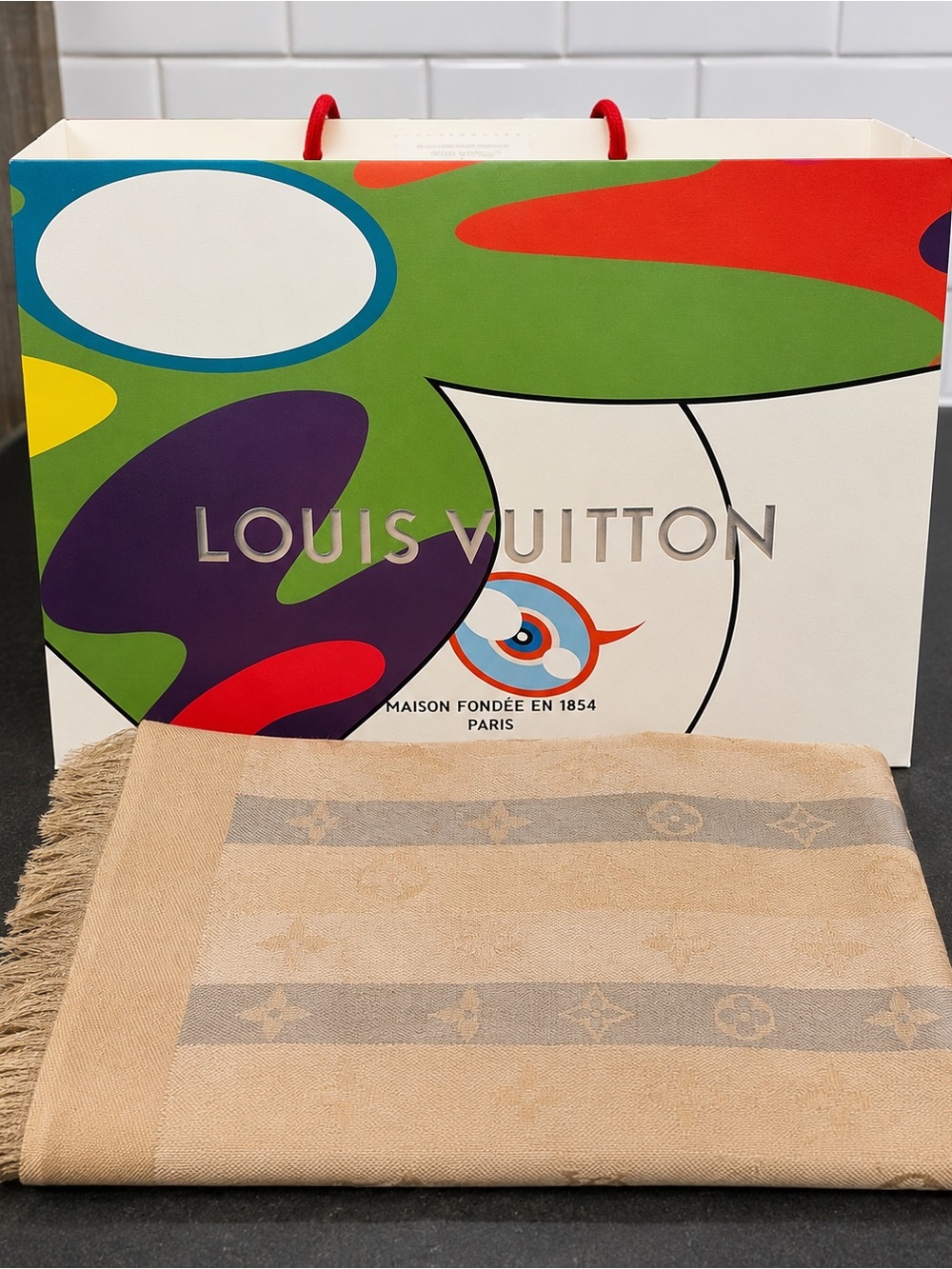 Louis Vuitton Beige Monogram Shawl
